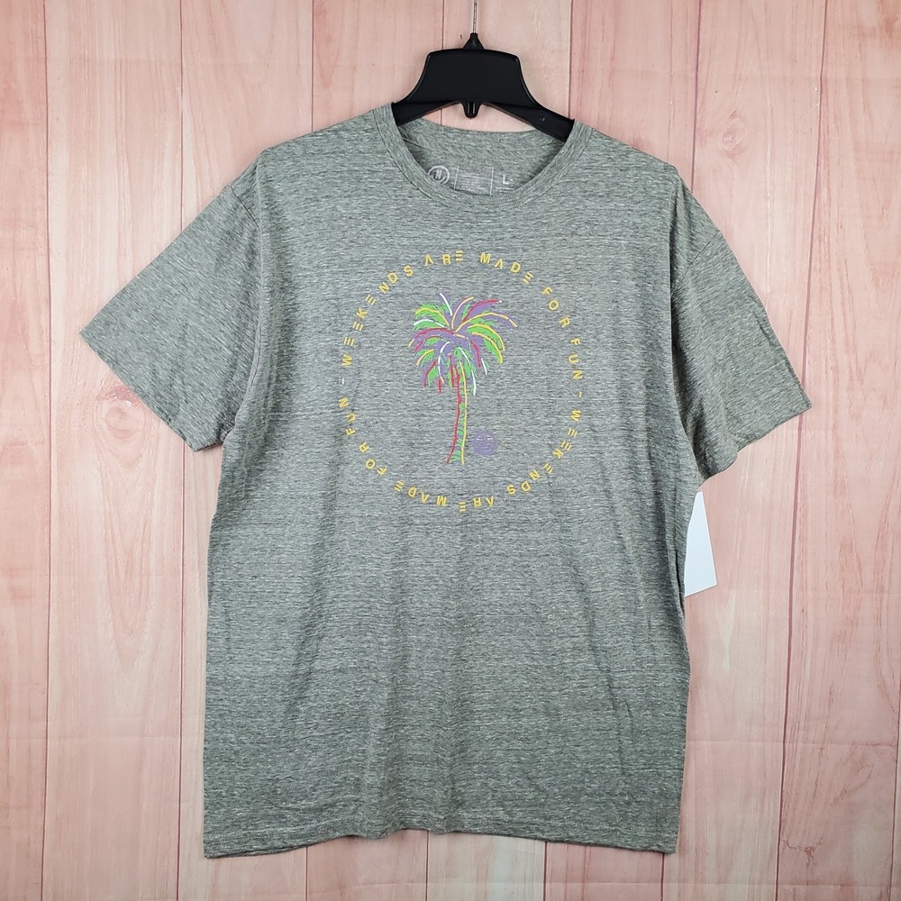 Neff T Shirt Mens‎ Large Heather Gray Cotton Graphic Weekends Are Made For Fun